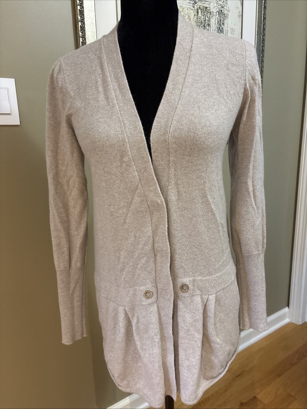 Brunello Cucinelli Beige Cashmere Cardigan Snap Front pockets Italy